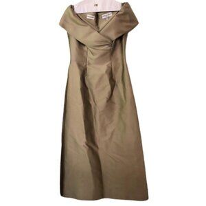 Catherine Regehr Champagne Evening Gown Size Large Brown Fine Feathers